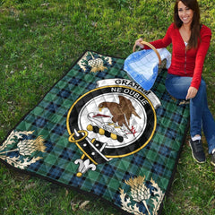 Graham of Menteith Ancient Tartan Crest Premium Quilt - Gold Thistle Style