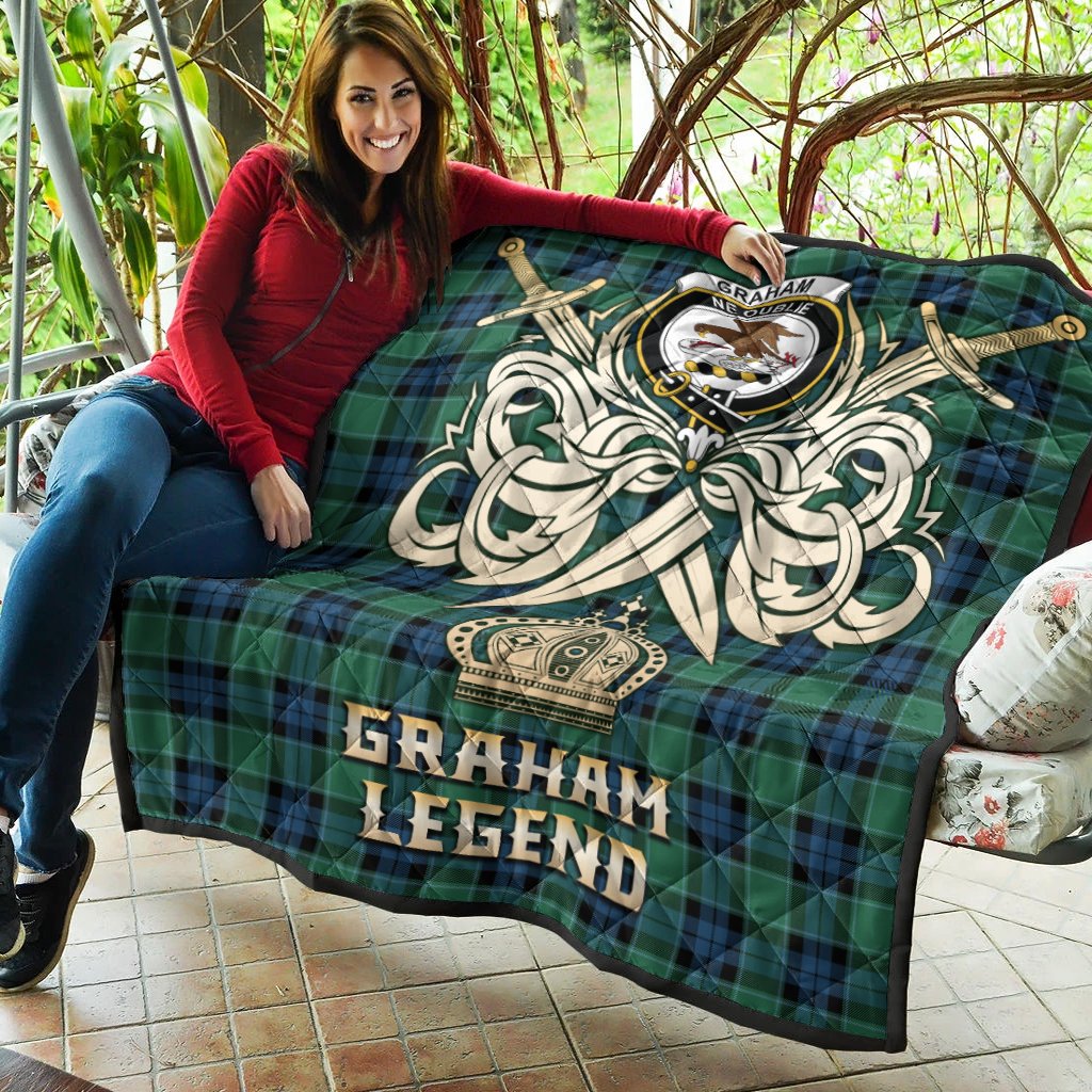 Graham of Menteith Ancient Tartan Crest Legend Gold Royal Premium Quilt
