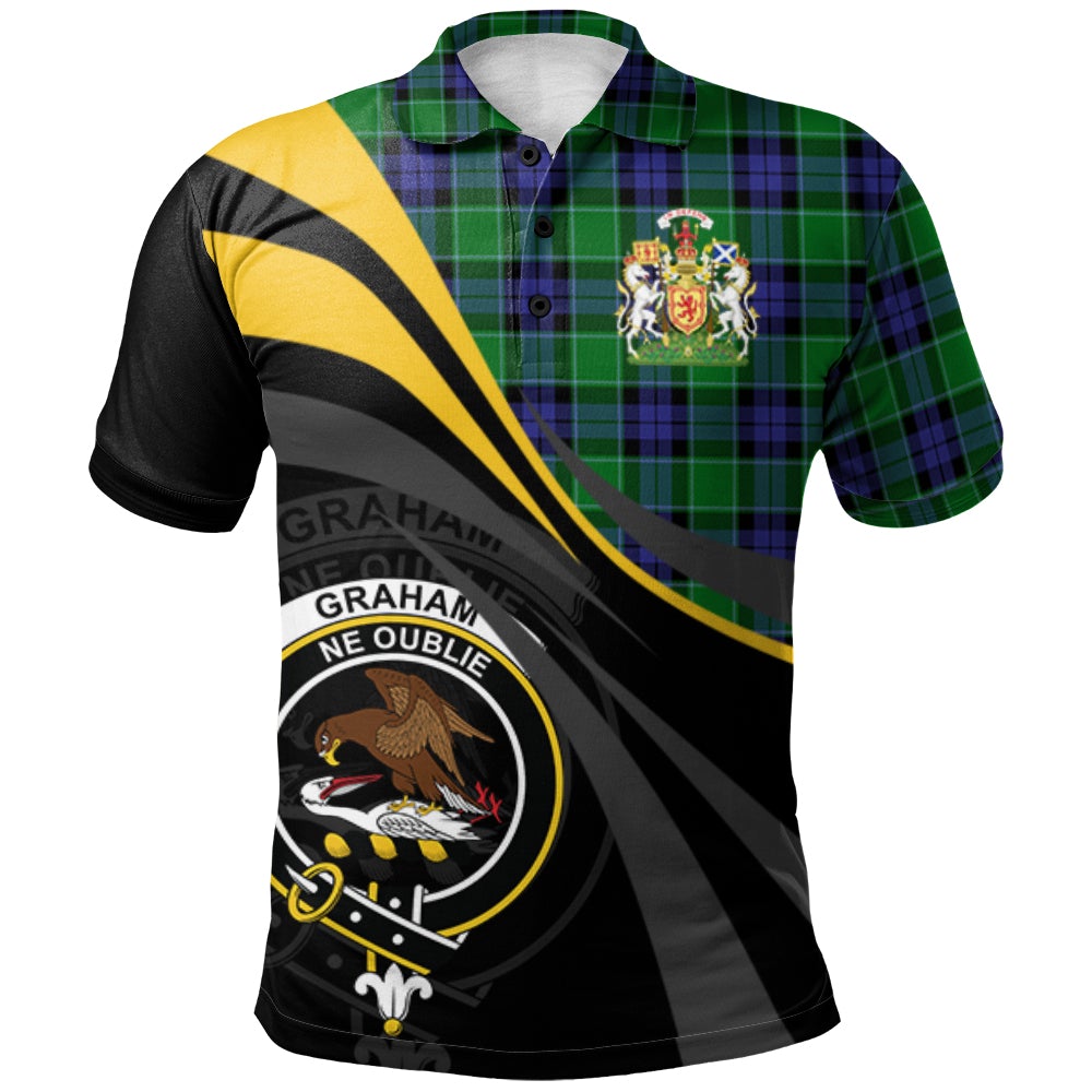 Graham of Menteith Modern Tartan Polo Shirt - Royal Coat Of Arms Style