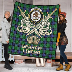Graham of Menteith Modern Tartan Crest Legend Gold Royal Premium Quilt