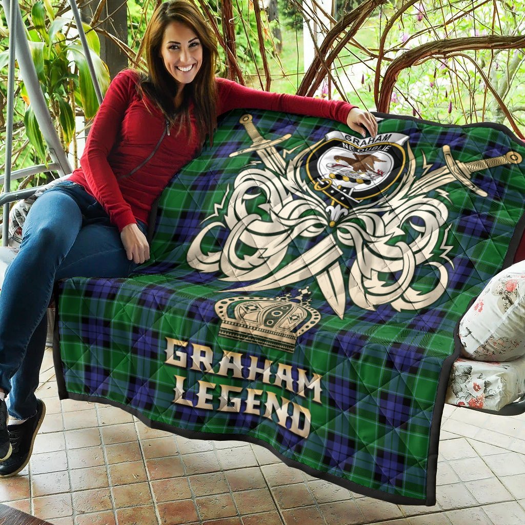 Graham of Menteith Modern Tartan Crest Legend Gold Royal Premium Quilt