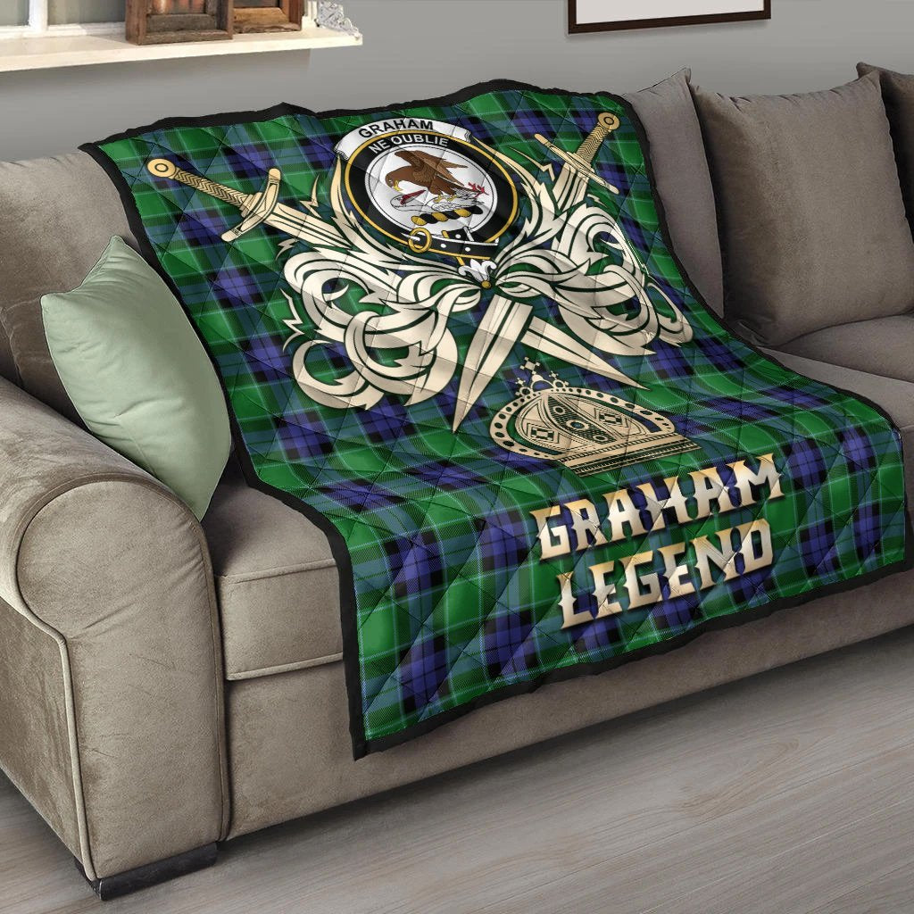 Graham of Menteith Modern Tartan Crest Legend Gold Royal Premium Quilt