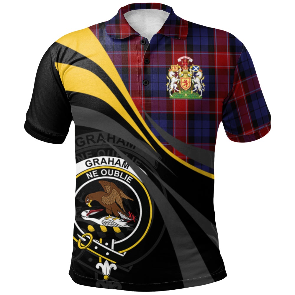Graham of Menteith Red 01 Tartan Polo Shirt - Royal Coat Of Arms Style
