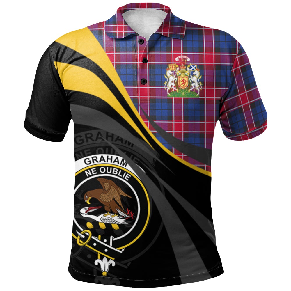 Graham of Menteith Red 02 Tartan Polo Shirt - Royal Coat Of Arms Style