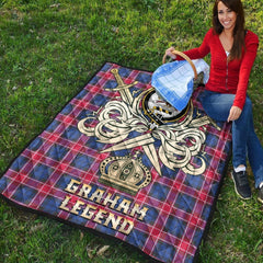 Graham of Menteith Red Tartan Crest Legend Gold Royal Premium Quilt