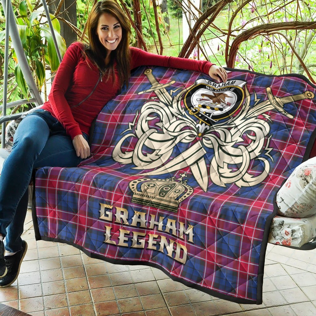 Graham of Menteith Red Tartan Crest Legend Gold Royal Premium Quilt