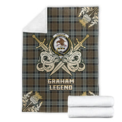 Graham of Menteith Weathered Tartan Gold Courage Symbol Blanket