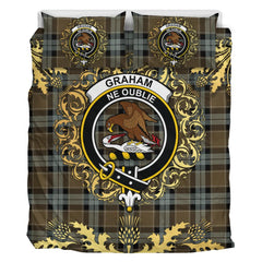 Graham of Menteith Weathered Tartan Crest Bedding Set - Golden Thistle Style