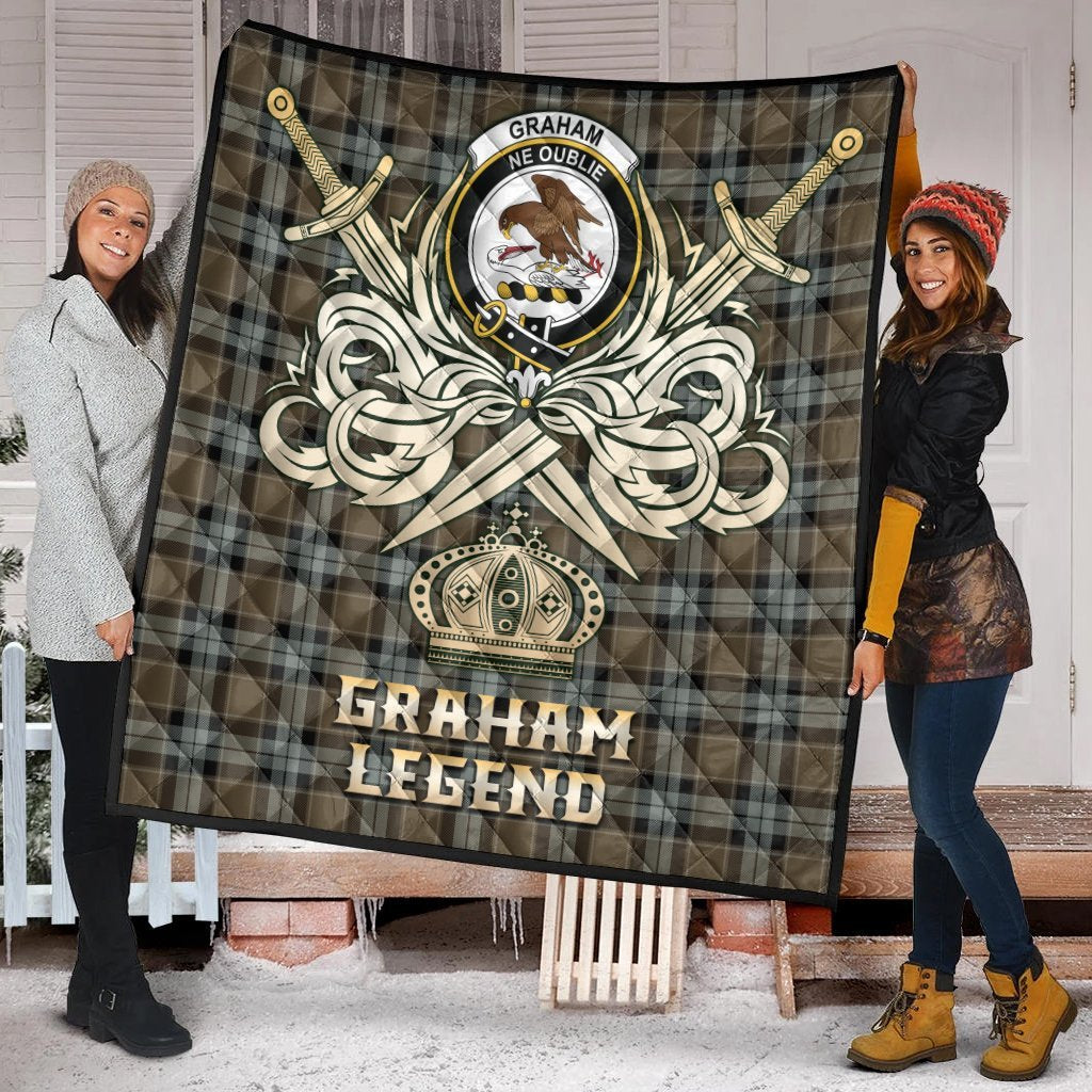 Graham of Menteith Weathered Tartan Crest Legend Gold Royal Premium Quilt