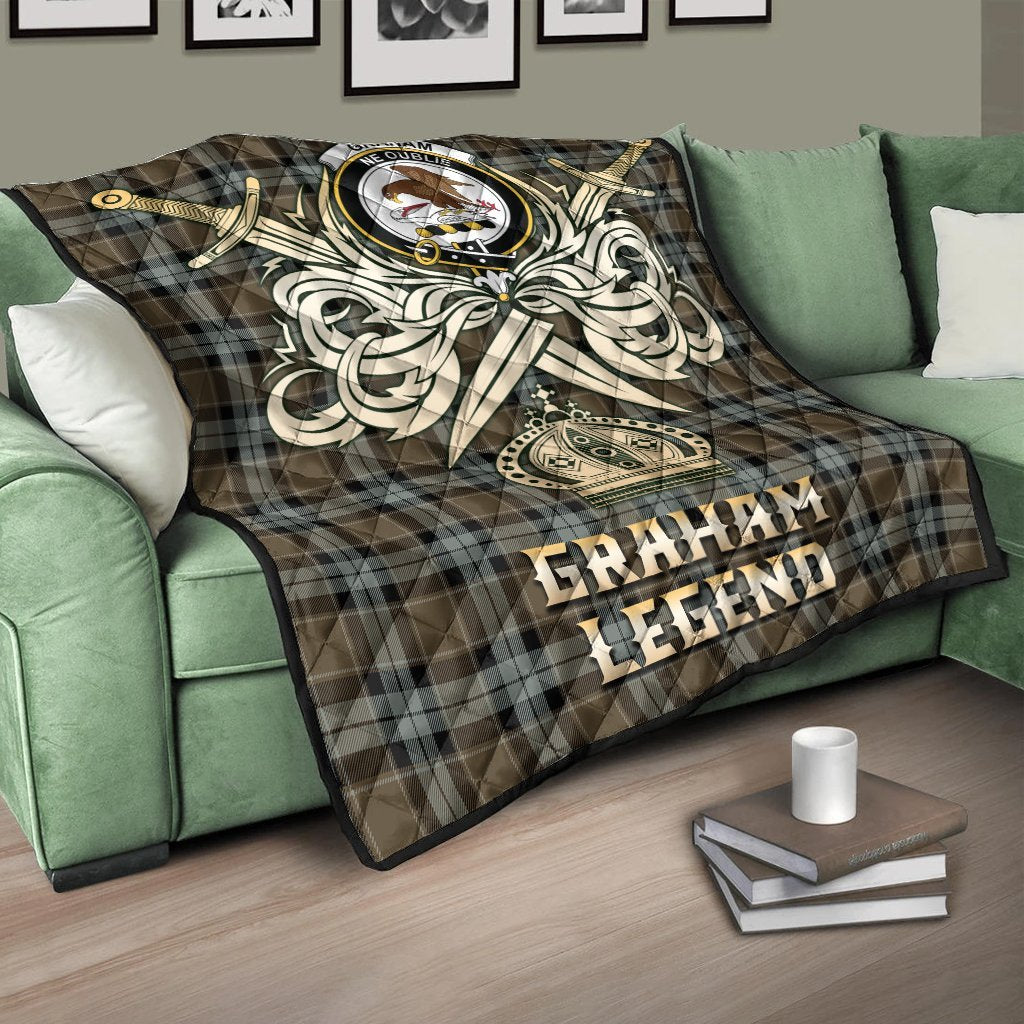Graham of Menteith Weathered Tartan Crest Legend Gold Royal Premium Quilt