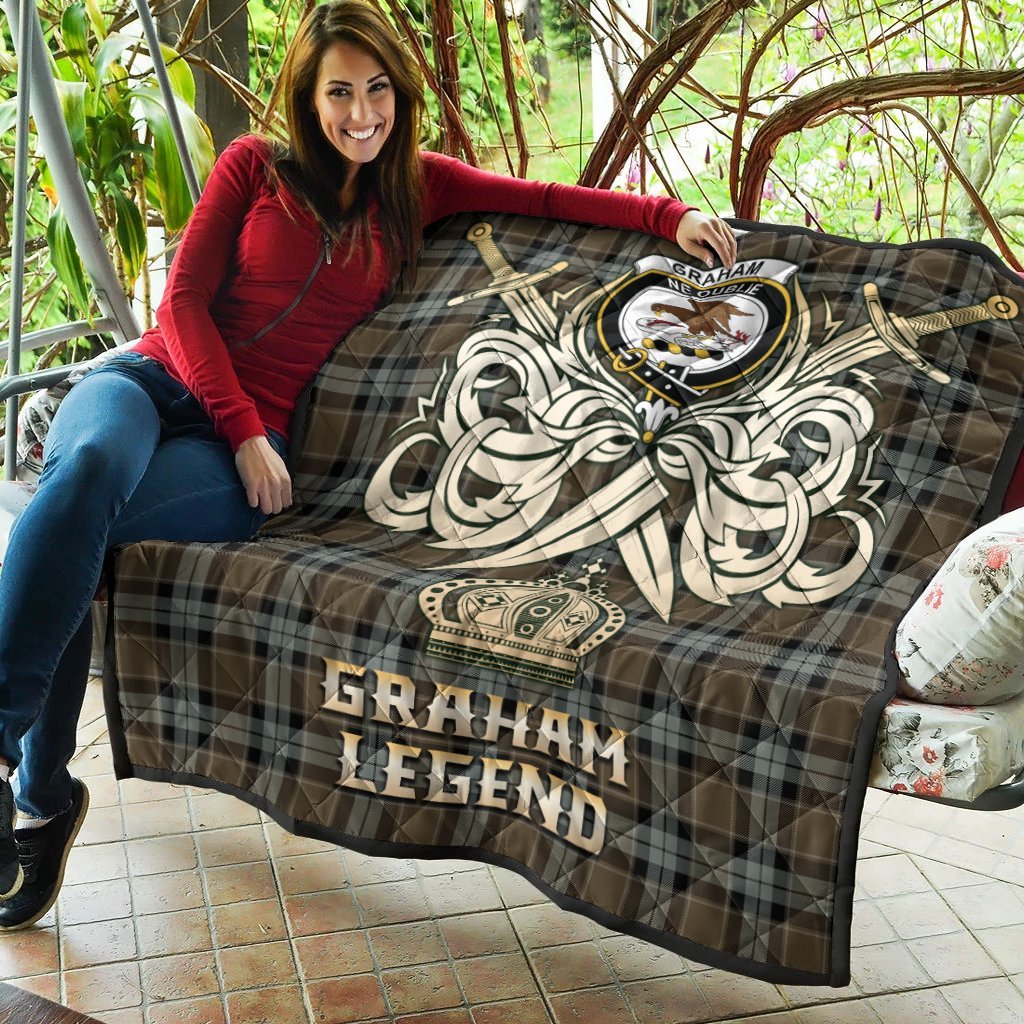 Graham of Menteith Weathered Tartan Crest Legend Gold Royal Premium Quilt