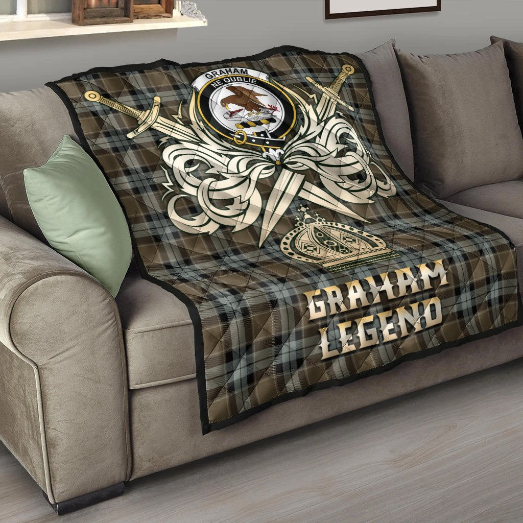 Graham of Menteith Weathered Tartan Crest Legend Gold Royal Premium Quilt