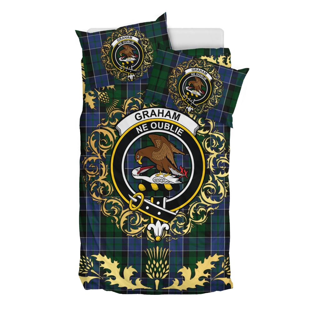 Graham of Montrose 01 Tartan Crest Bedding Set - Golden Thistle Style