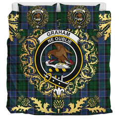 Graham of Montrose 01 Tartan Crest Bedding Set - Golden Thistle Style