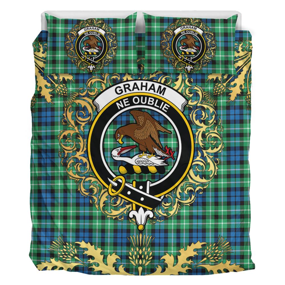 Graham of Montrose Ancient Tartan Crest Bedding Set - Golden Thistle Style