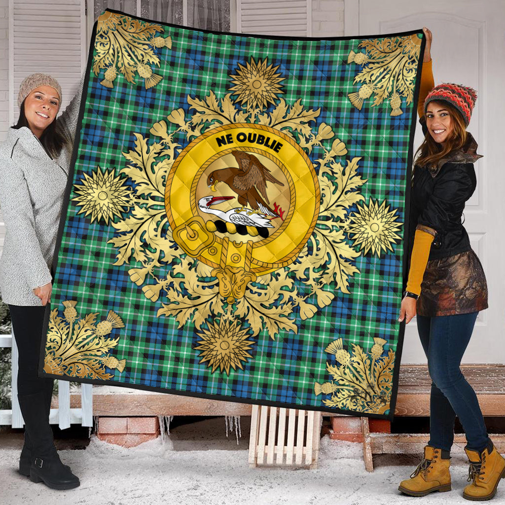 Graham Of Montrose Ancient Tartan Crest Premium Quilt - Gold Thistle Style