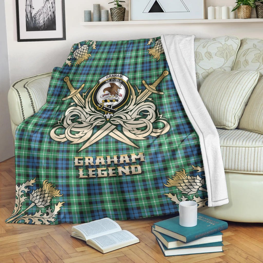 Graham of Montrose Ancient Tartan Gold Courage Symbol Blanket