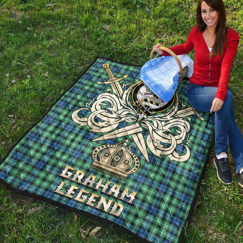 Graham of Montrose Ancient Tartan Crest Legend Gold Royal Premium Quilt