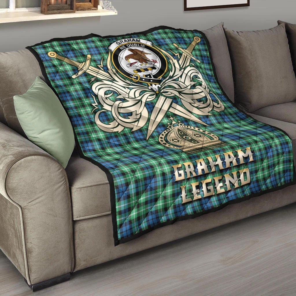 Graham of Montrose Ancient Tartan Crest Legend Gold Royal Premium Quilt