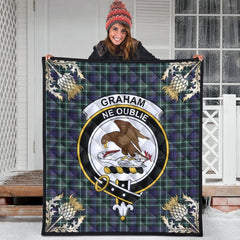 Graham of Montrose Modern Tartan Crest Premium Quilt - Gold Thistle Style
