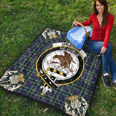 Graham of Montrose Modern Tartan Crest Premium Quilt - Gold Thistle Style