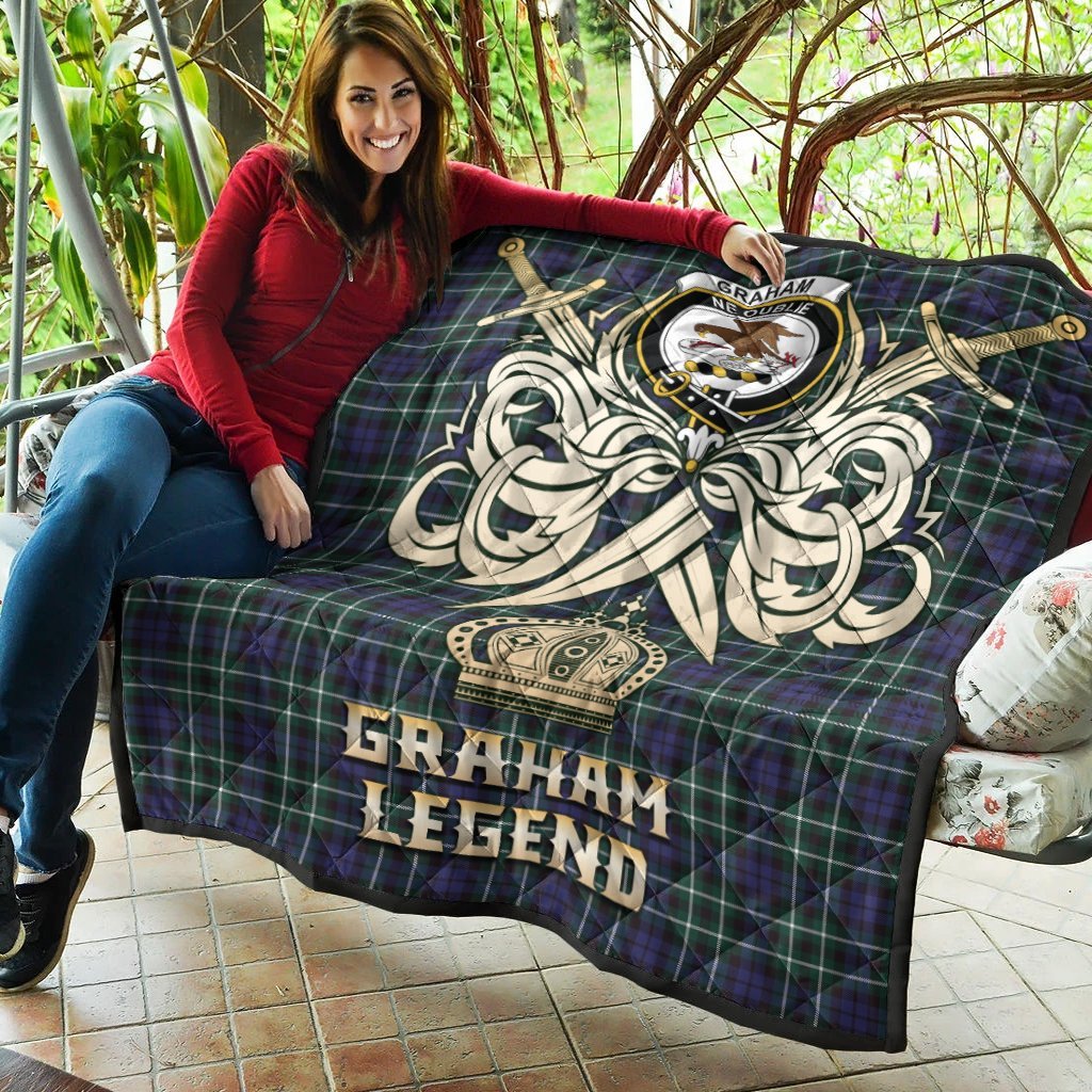 Graham of Montrose Modern Tartan Crest Legend Gold Royal Premium Quilt