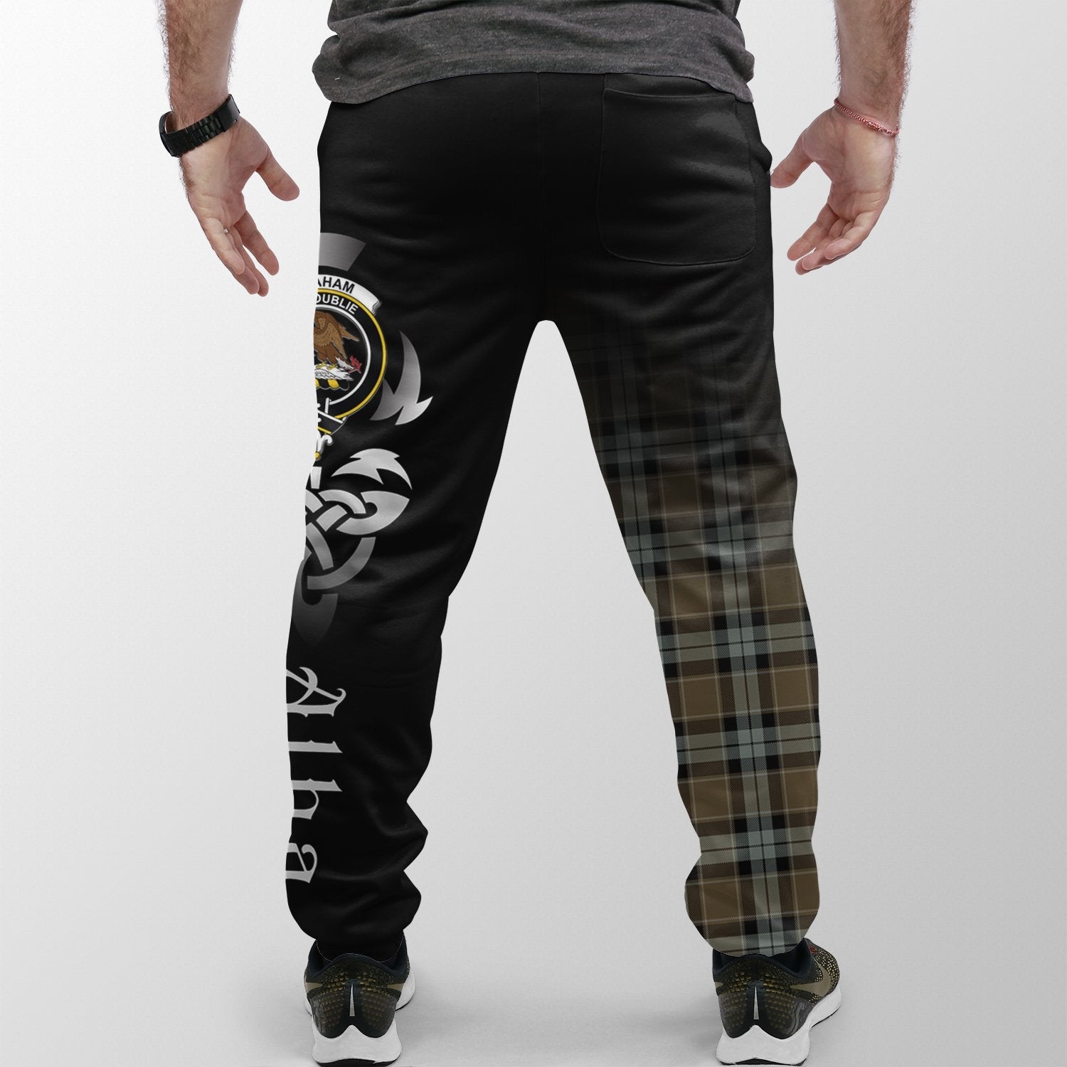 Graham Of Menteith Weathered Tartan Crest Jogger Sweatpants - Alba Celtic Style