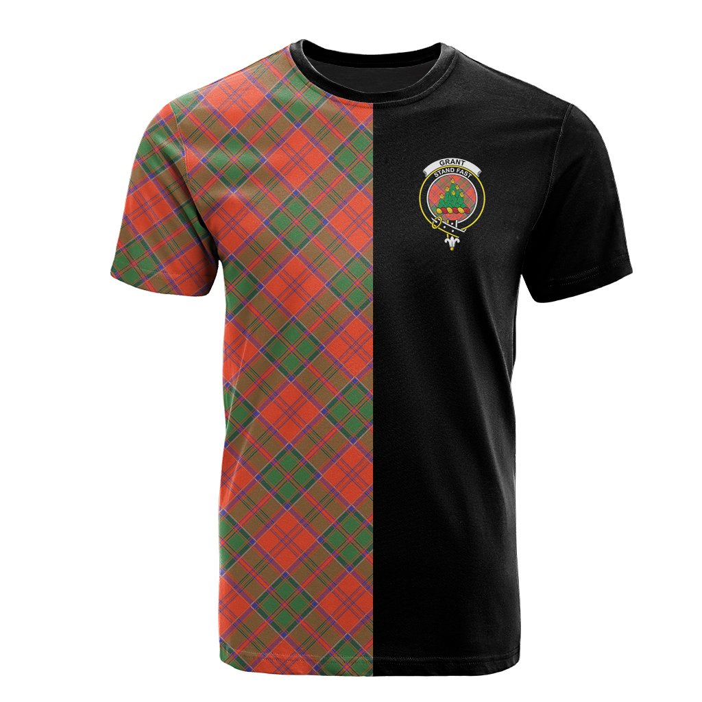Grant Ancient Tartan T-Shirt Half of Me - Cross Style