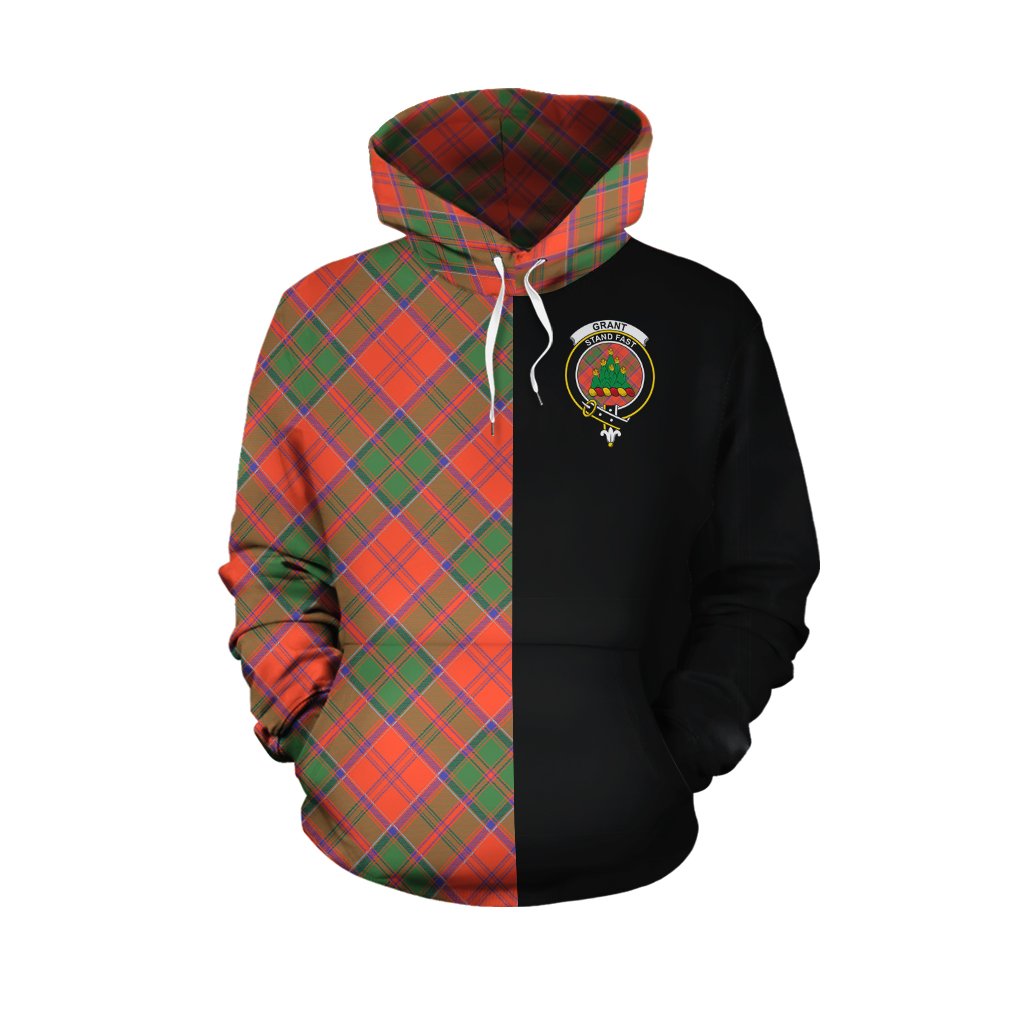Grant Ancient Tartan Hoodie Half of Me - Cross Style