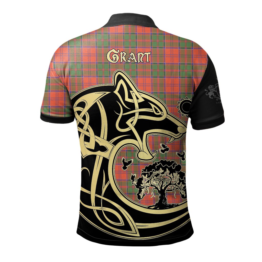 Grant Ancient Tartan Polo Shirt Viking Wolf
