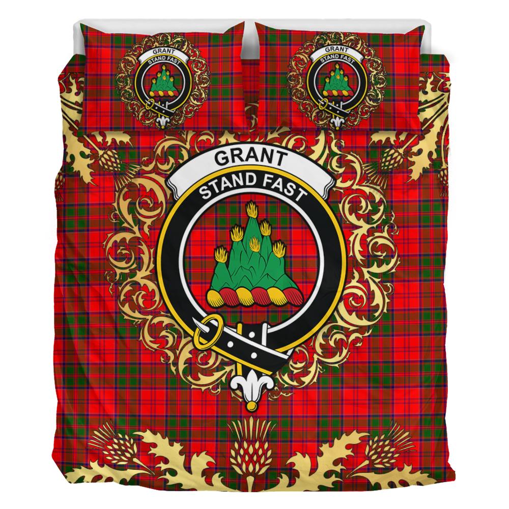Grant Modern Tartan Crest Bedding Set - Golden Thistle Style