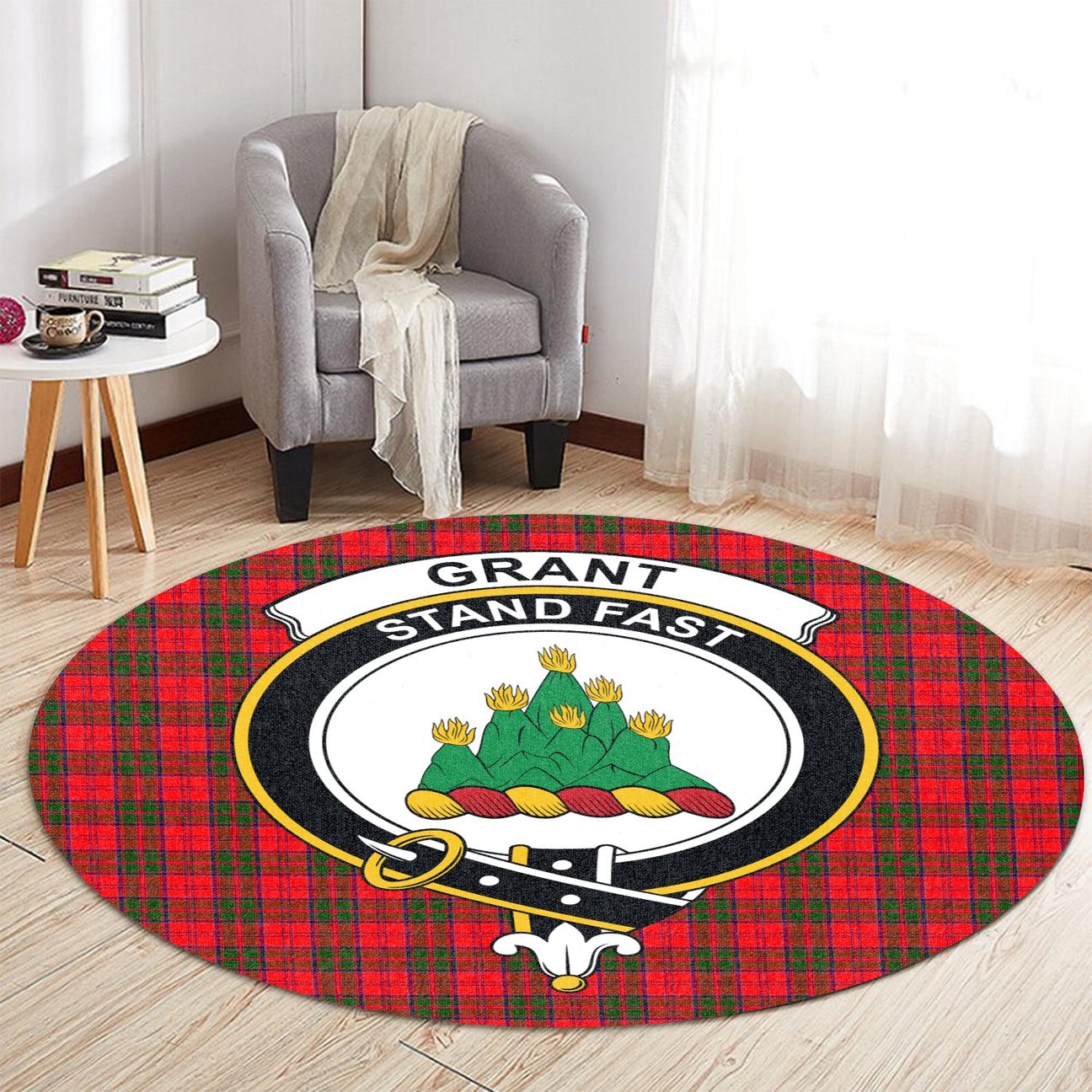 Grant Modern Tartan Crest Round Rug