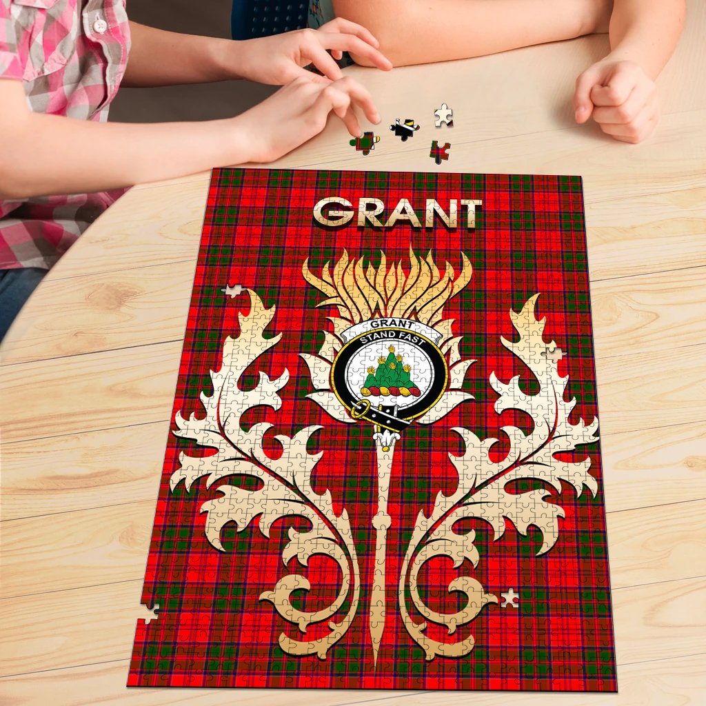 Grant Modern Tartan Crest Thistle Jigsaw Puzzles