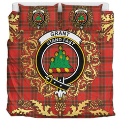 Grant Weathered Tartan Crest Bedding Set - Golden Thistle Style