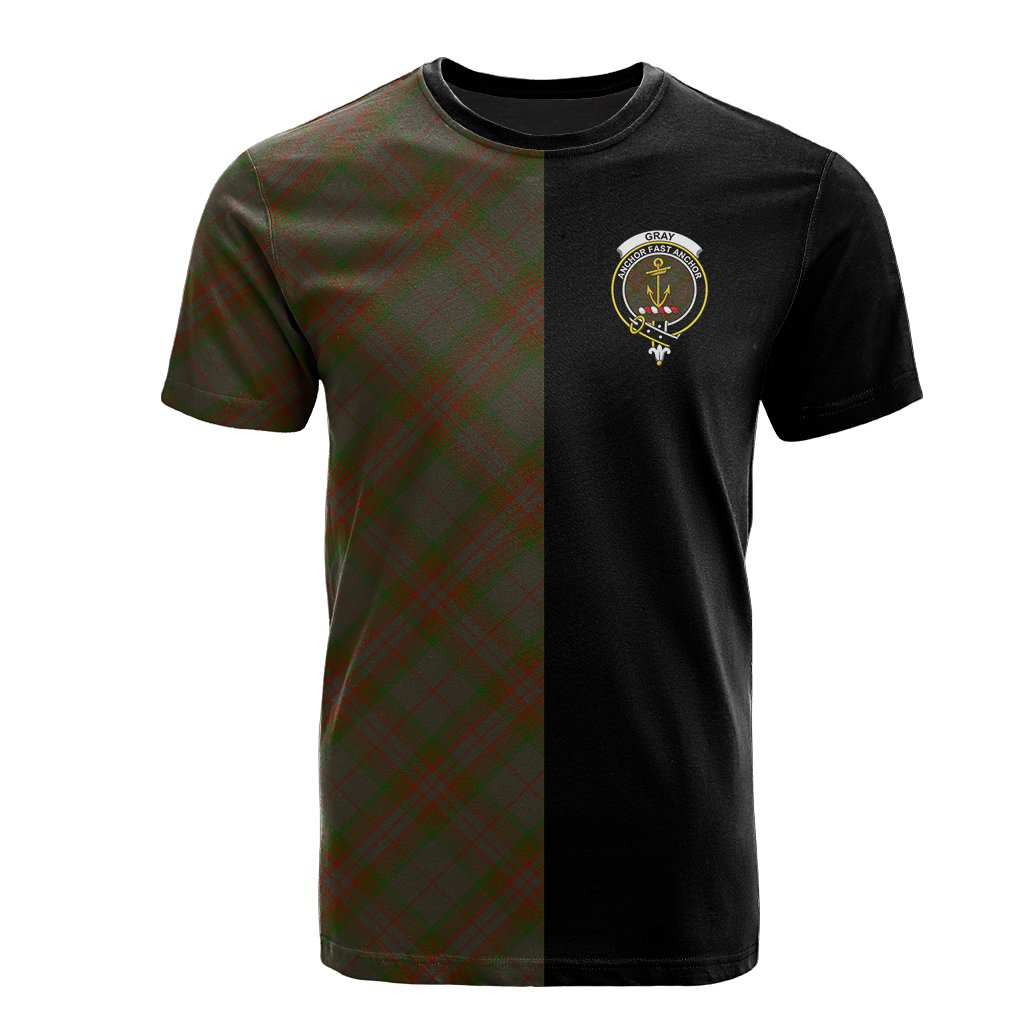 Gray Tartan T-Shirt Half of Me - Cross Style