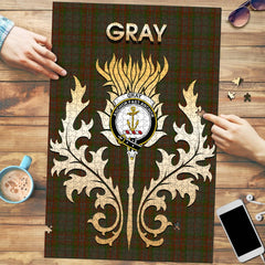 Gray Tartan Crest Thistle Jigsaw Puzzles