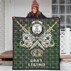 Gray Hunting Tartan Crest Legend Gold Royal Premium Quilt