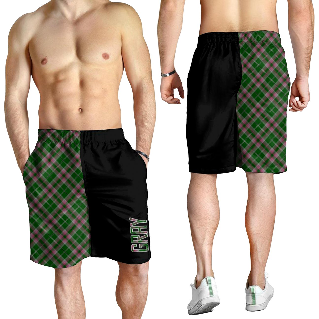 Gray Hunting Tartan Crest Men's Short - Cross Style