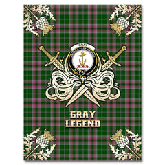 Gray Hunting Tartan Gold Courage Symbol Blanket