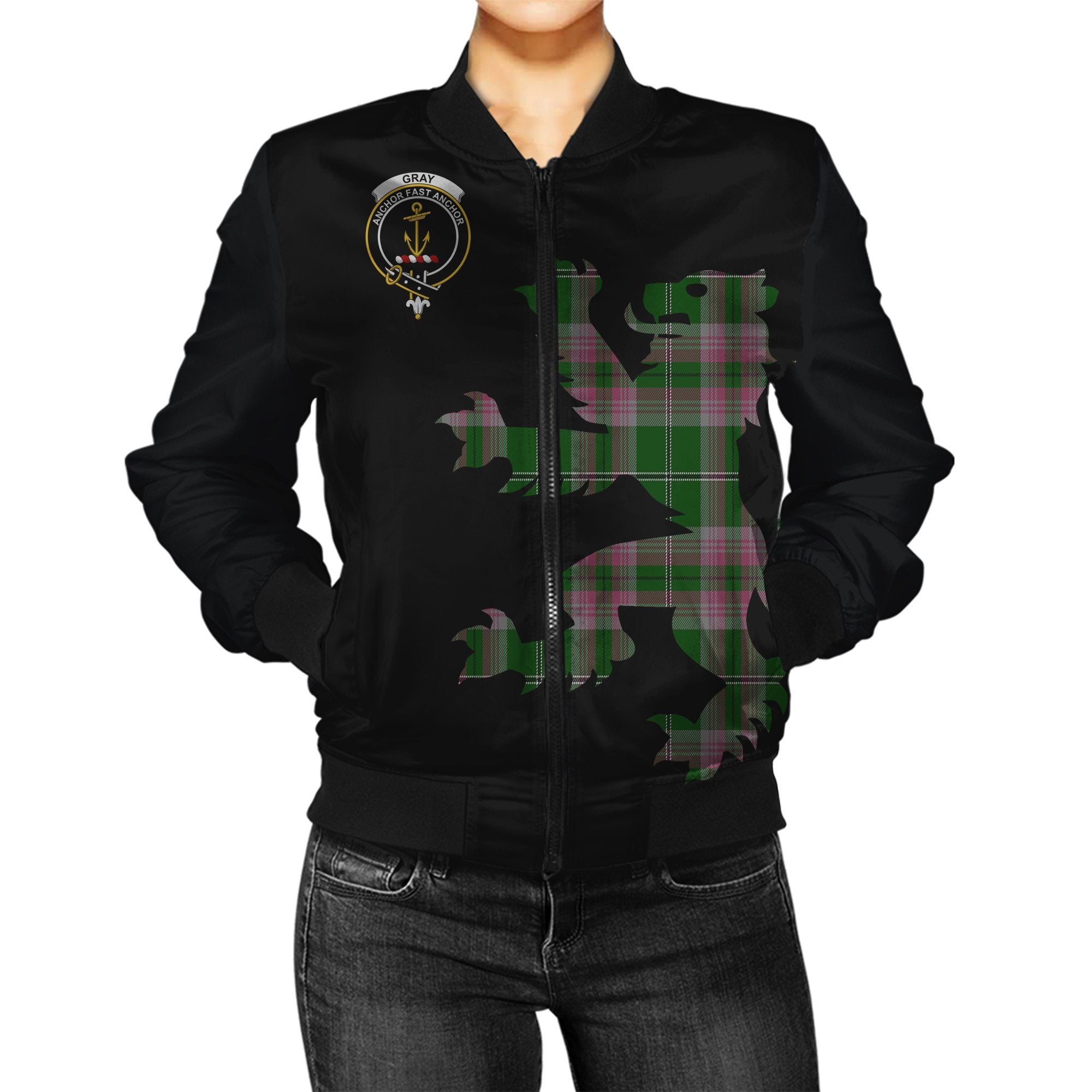 Gray Tartan Bomber Jacket Lion & Thistle