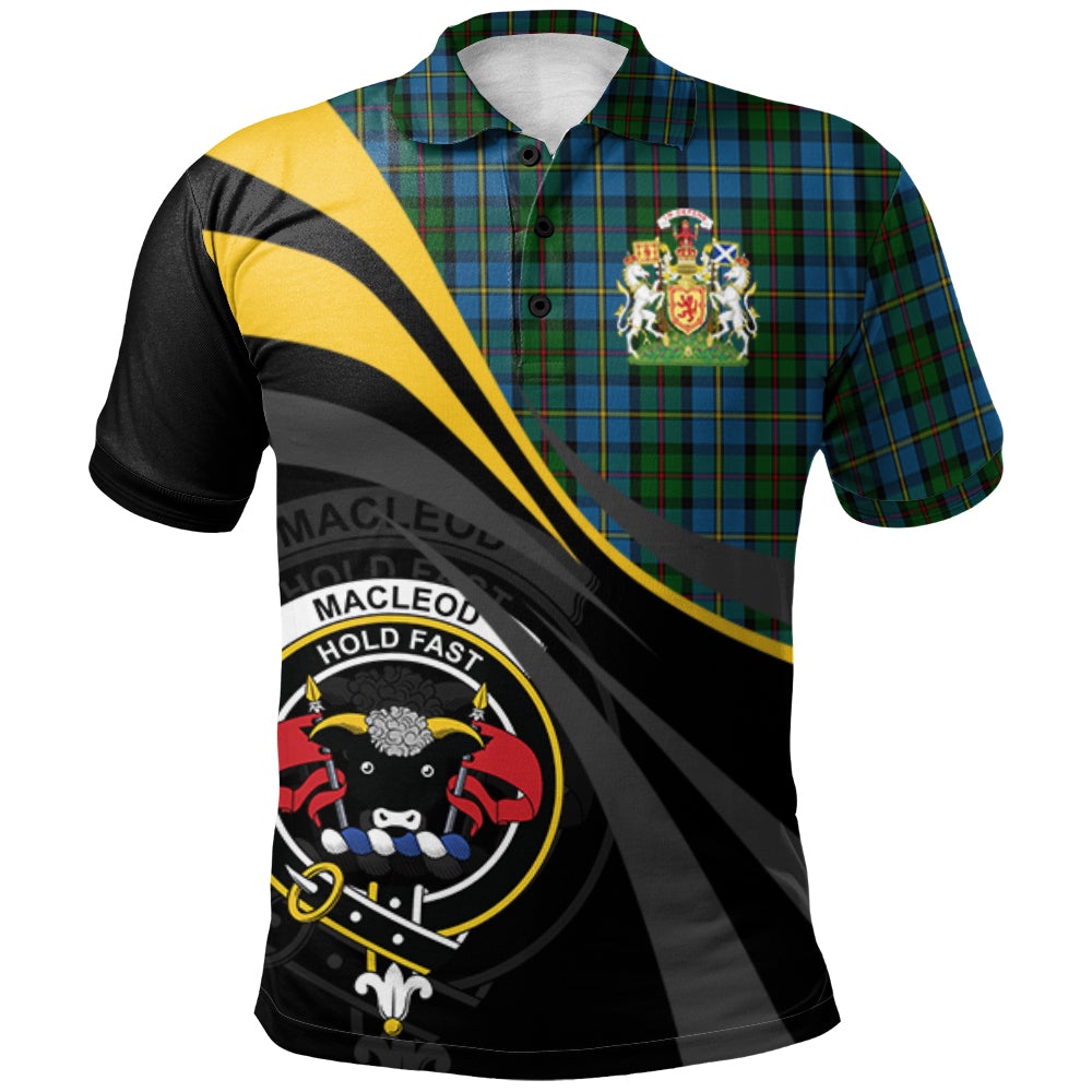 Green MacLeod Tartan Polo Shirt - Royal Coat Of Arms Style