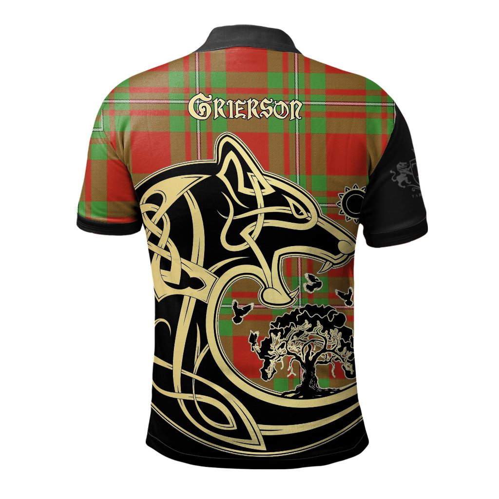 Grierson Tartan Polo Shirt Viking Wolf