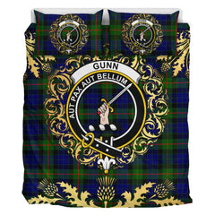 Gunn Modern Tartan Crest Bedding Set - Golden Thistle Style