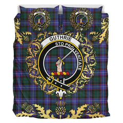 Guthrie Modern Tartan Crest Bedding Set - Golden Thistle Style