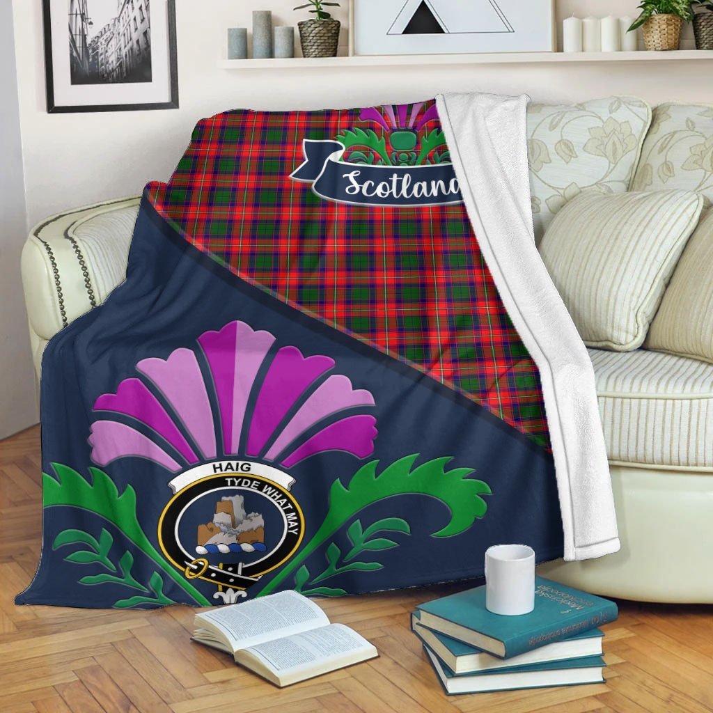 Haig Tartan Crest Premium Blanket - Thistle Style