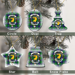 Haldane Tartan Christmas Ceramic Ornament - Snow Style