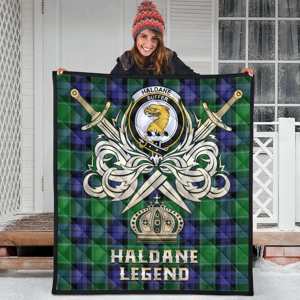 Haldane Tartan Crest Legend Gold Royal Premium Quilt