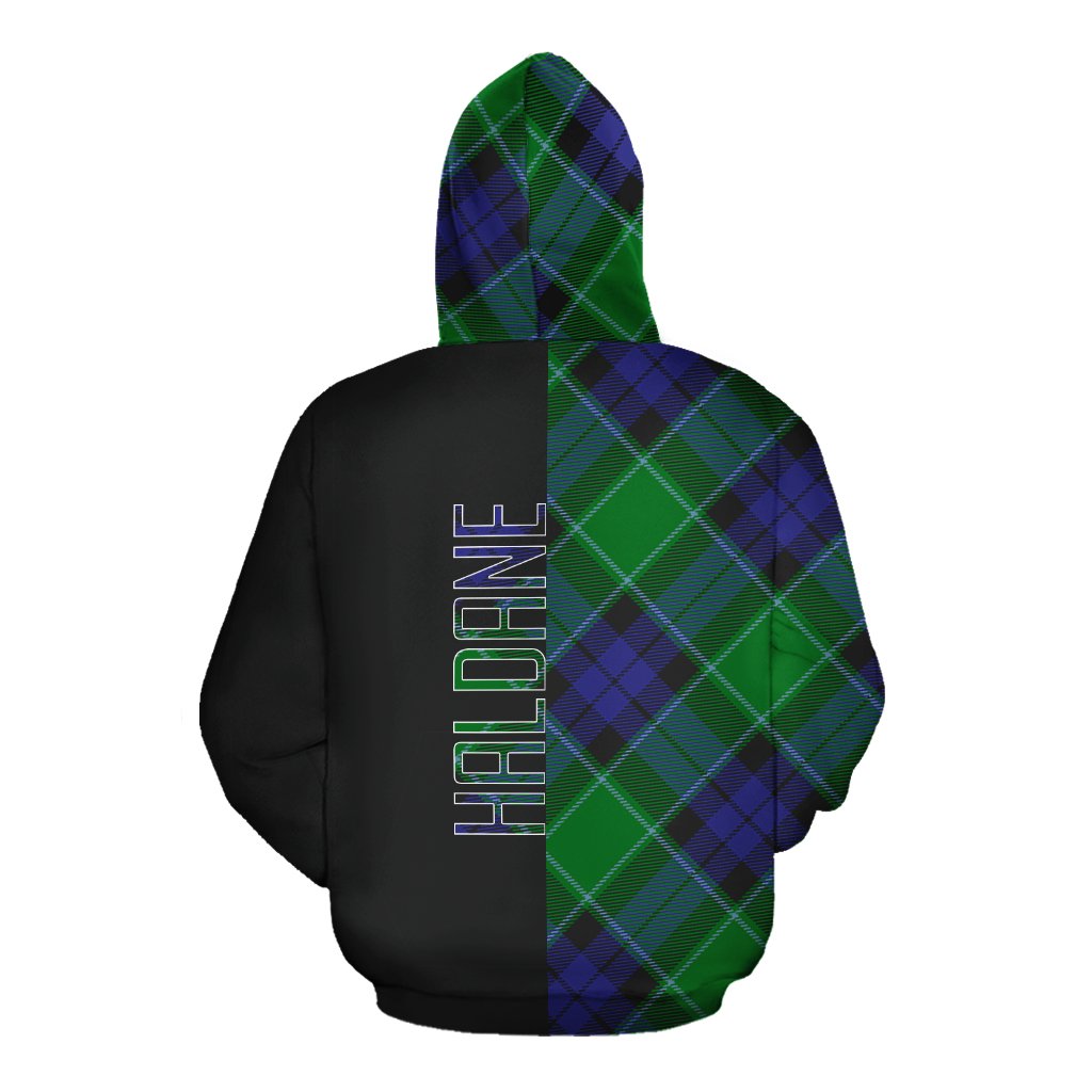 Haldane Tartan Hoodie Half of Me - Cross Style