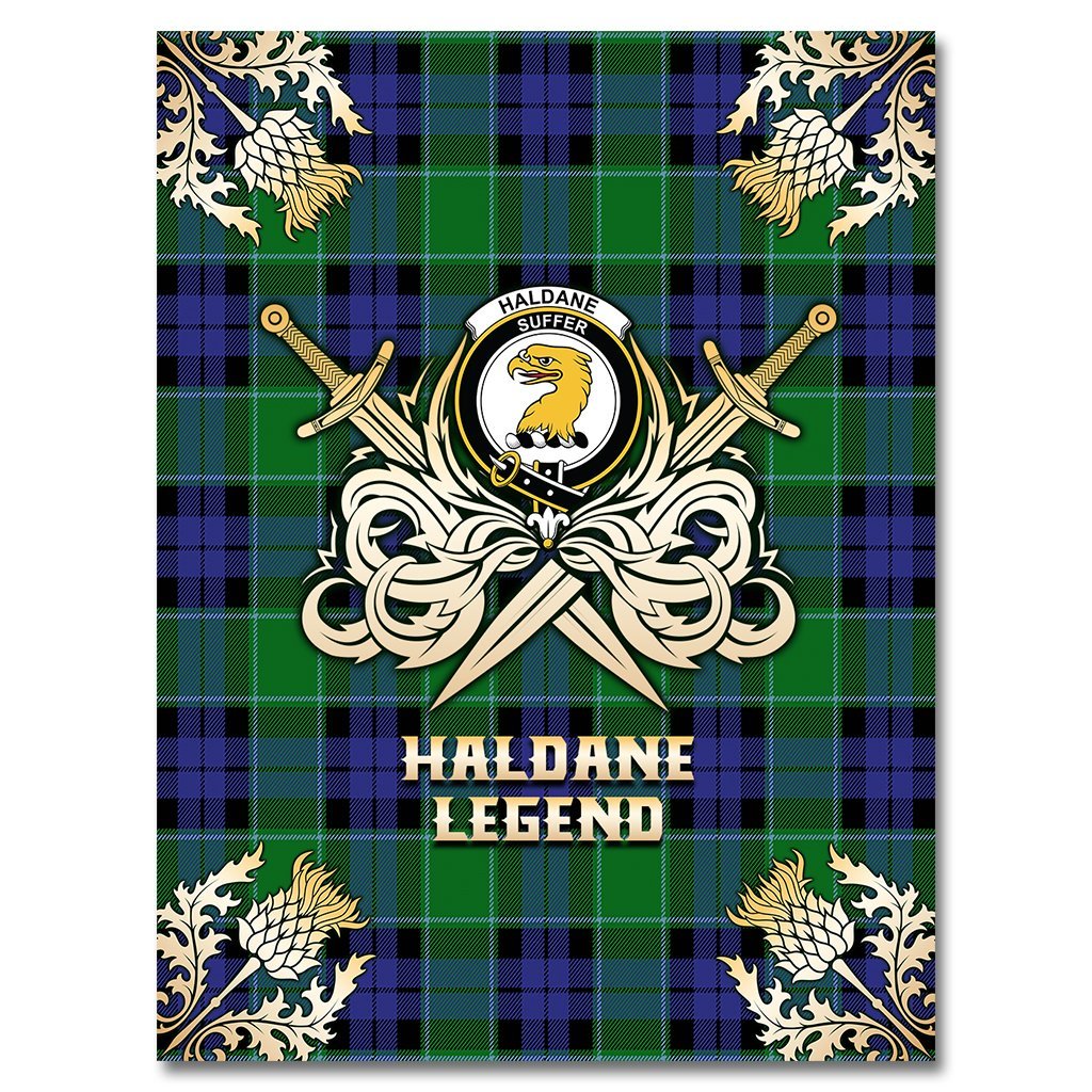Haldane Tartan Gold Courage Symbol Blanket