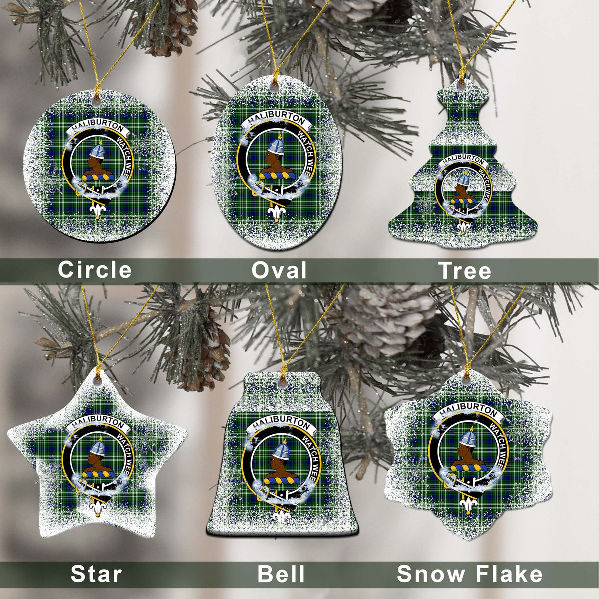 Haliburton Tartan Christmas Ceramic Ornament - Snow Style